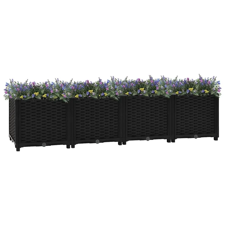 vidaXL Hochbeet Pflanzkasten Blumenkasten Gemüsebeet Pflanzbeet Blumenbeet Frühbeet Gartenbeet Pflanzkübel Blumenkübel 160x40x38cm Polypropylen – Bild 2