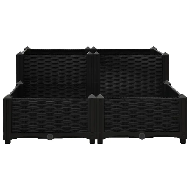 vidaXL Hochbeet Pflanzkasten Blumenkasten Gemüsebeet Pflanzbeet Blumenbeet Frühbeet Gartenbeet Blumenkübel Pflanzkübel 80x80x38cm Polypropylen – Bild 7