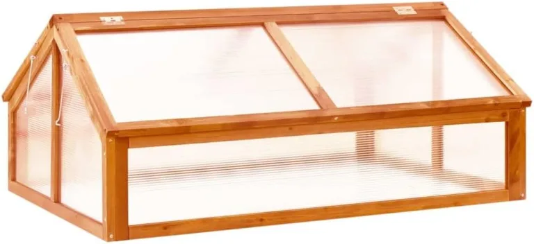 vidaXL Tannenholz Gewächshaus Aufzucht Frühbeet Frühbeetkasten Treibhaus Pflanzenhaus Gartenhaus Pflanzbeet Tomatenhaus Braun 114x80x50cm – Bild 1