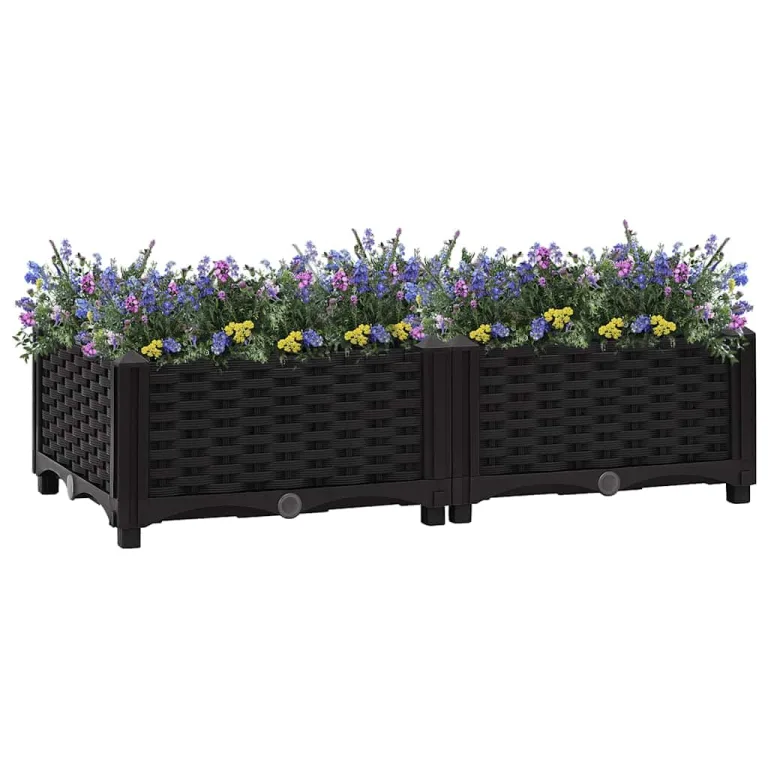 vidaXL Hochbeet Pflanzkasten Blumenkasten Gemüsebeet Pflanzbeet Blumenbeet Frühbeet Gartenbeet Pflanzkübel Blumenkübel 80x40x23cm Polypropylen – Bild 2
