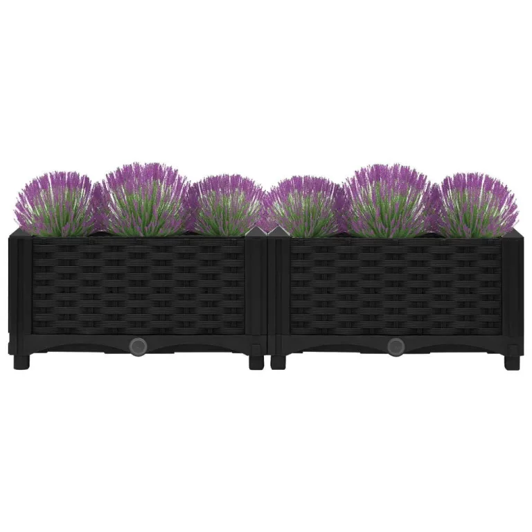 vidaXL Hochbeet Pflanzkasten Blumenkasten Gemüsebeet Pflanzbeet Blumenbeet Frühbeet Gartenbeet Pflanzkübel Blumenkübel 80x40x23cm Polypropylen – Bild 4