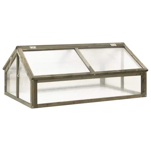 vidaXL Tannenholz Gewächshaus Aufzucht Frühbeet Frühbeetkasten Treibhaus Pflanzenhaus Gartenhaus Pflanzbeet Tomatenhaus Grau 114x80x50cm – Bild 9
