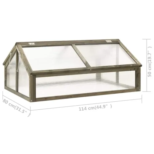vidaXL Tannenholz Gewächshaus Aufzucht Frühbeet Frühbeetkasten Treibhaus Pflanzenhaus Gartenhaus Pflanzbeet Tomatenhaus Grau 114x80x50cm – Bild 10