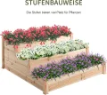 Outsunny Hochbeet 3-stufige Gartenbeet Pflanzenbeet Kräuterbeet Blumentreppe für Balkon Garten Natur Tannenholz 120 x 120 x 56 cm - Thumbnail 3