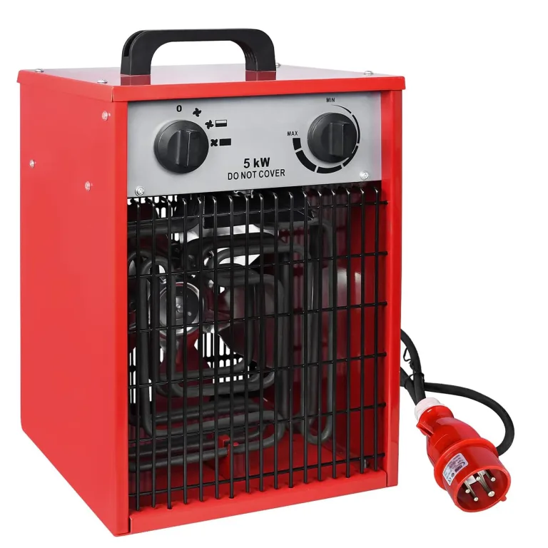 XMTECH Heizlüfter Elektroheizung 5kW 400V - Bauheizer Elektroheizer Heizstrahler Heizgeraet Heizgebläse, 3 Heizstufen mit Netzkabel – Bild 1