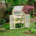 GYMAX Holz Frühbeet mit 3 Ablagen, Gewächshaus klein mit 2 Türen & Deckel, wetterfest Pflanzenbeet Aufzuchtschrank für Garten & Balkon, 60 x 45 x 100 cm, Natur - Thumbnail 4
