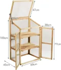 GYMAX Holz Frühbeet mit 3 Ablagen, Gewächshaus klein mit 2 Türen & Deckel, wetterfest Pflanzenbeet Aufzuchtschrank für Garten & Balkon, 60 x 45 x 100 cm, Natur - Thumbnail 5