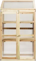 GYMAX Holz Frühbeet mit 3 Ablagen, Gewächshaus klein mit 2 Türen & Deckel, wetterfest Pflanzenbeet Aufzuchtschrank für Garten & Balkon, 60 x 45 x 100 cm, Natur - Thumbnail 8