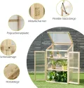 GYMAX Holz Frühbeet mit 3 Ablagen, Gewächshaus klein mit 2 Türen & Deckel, wetterfest Pflanzenbeet Aufzuchtschrank für Garten & Balkon, 60 x 45 x 100 cm, Natur - Thumbnail 3