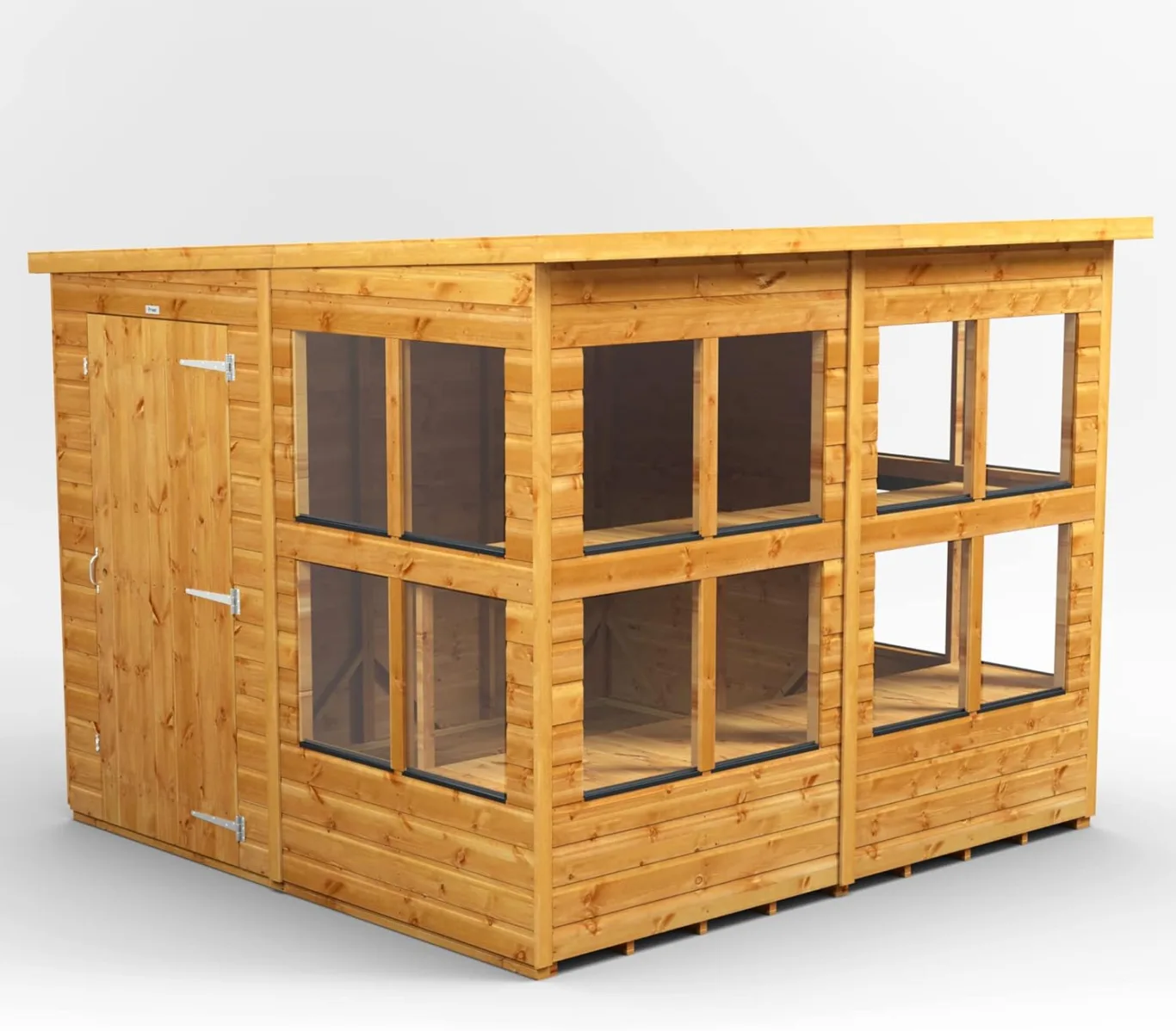 Powersheds Pultdach Holz-Gewächshaus mit Sicherheitsfunktionen, PVC-Fensterbänke, Tür & Fenster anpassbar, aus 12 mm extra dickem Qualitätsholz & gehärtetem Glas - Bild 1