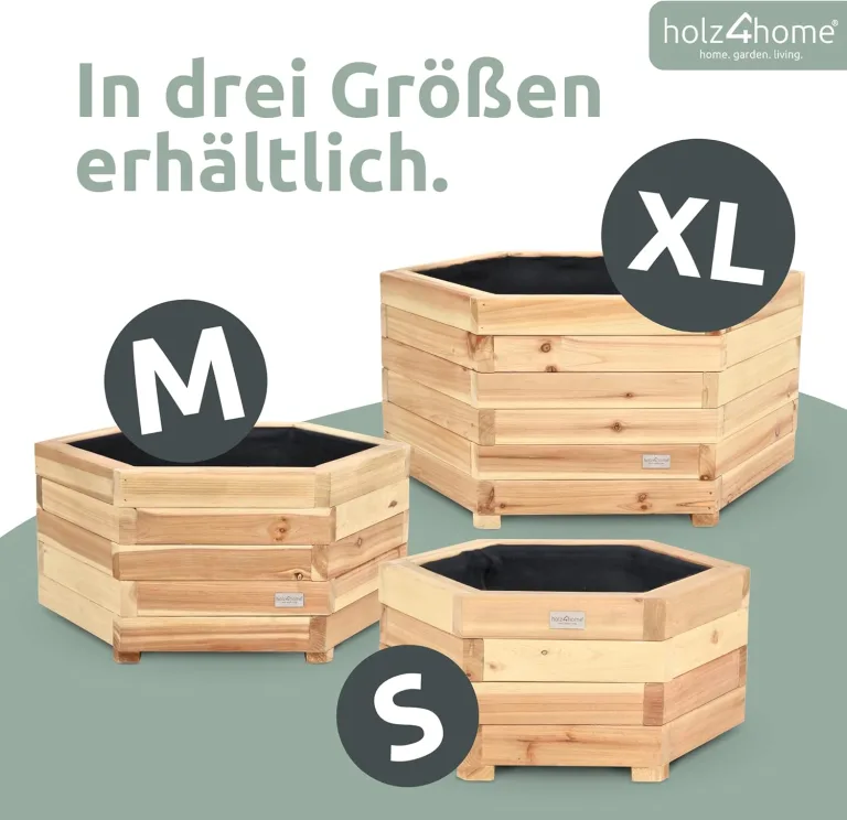 holz4home® Outdoor Pflanzkübel XL I 6-Eckig aus Tannenholz I inkl. Gartenhandschuhe & Vlies I Blumentopf Terrasse aus Holz I Pflanzkasten Pflanztopf Blumenkübel Balkon – Bild 8
