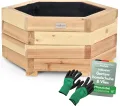 holz4home® Outdoor Pflanzkübel XL I 6-Eckig aus Tannenholz I inkl. Gartenhandschuhe & Vlies I Blumentopf Terrasse aus Holz I Pflanzkasten Pflanztopf Blumenkübel Balkon - Thumbnail 9