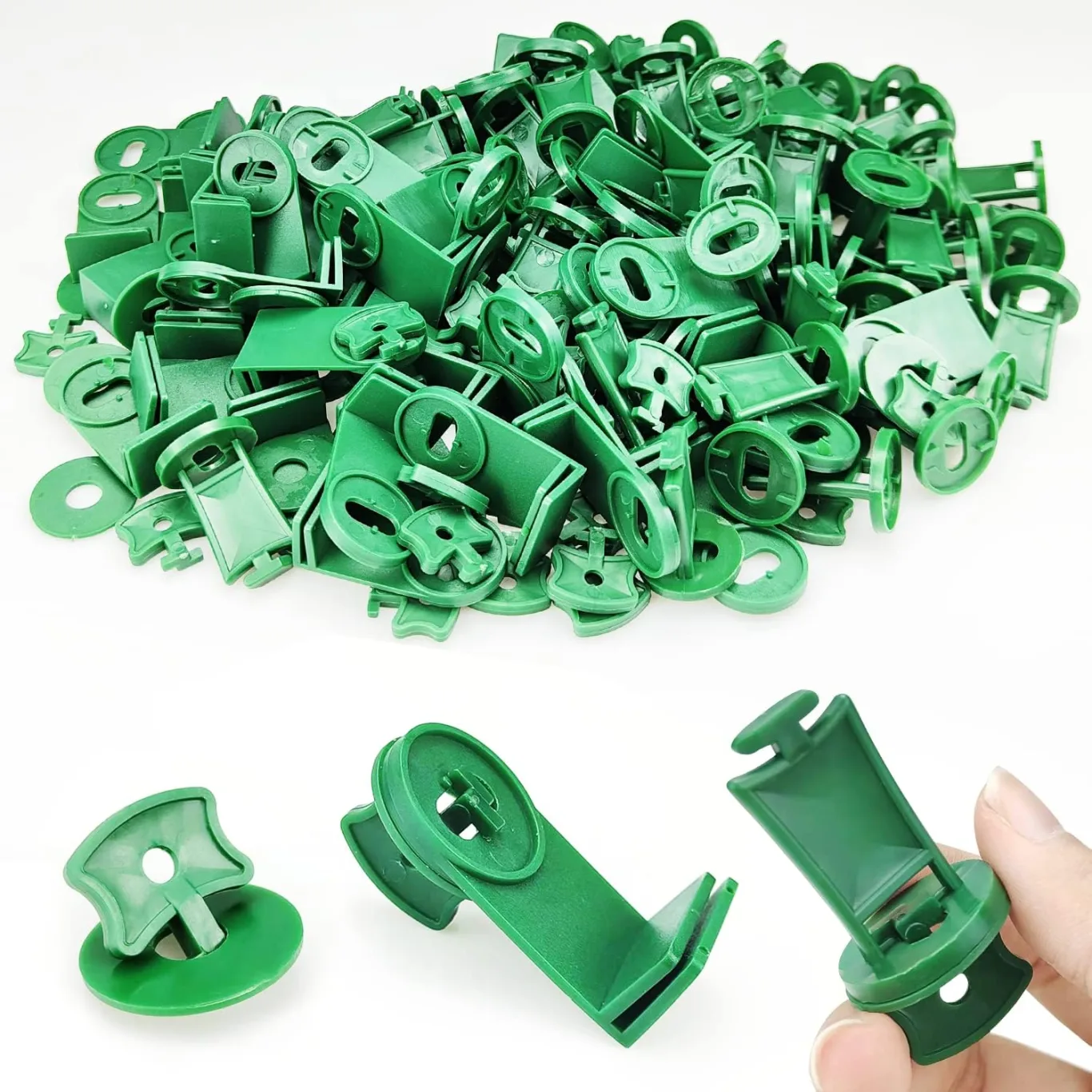 300 Gewächshaus GrüNe Befestigungsclips, 100 GewäChshaus Kunststoff Twist Clips, 100 Unterlegscheiben, 50 T VerläNgerungs Eckclips, 50 L VerläNgerungs Eckclips, Pflanzenhalter AufhäNgevorrichtungen - Bild 1