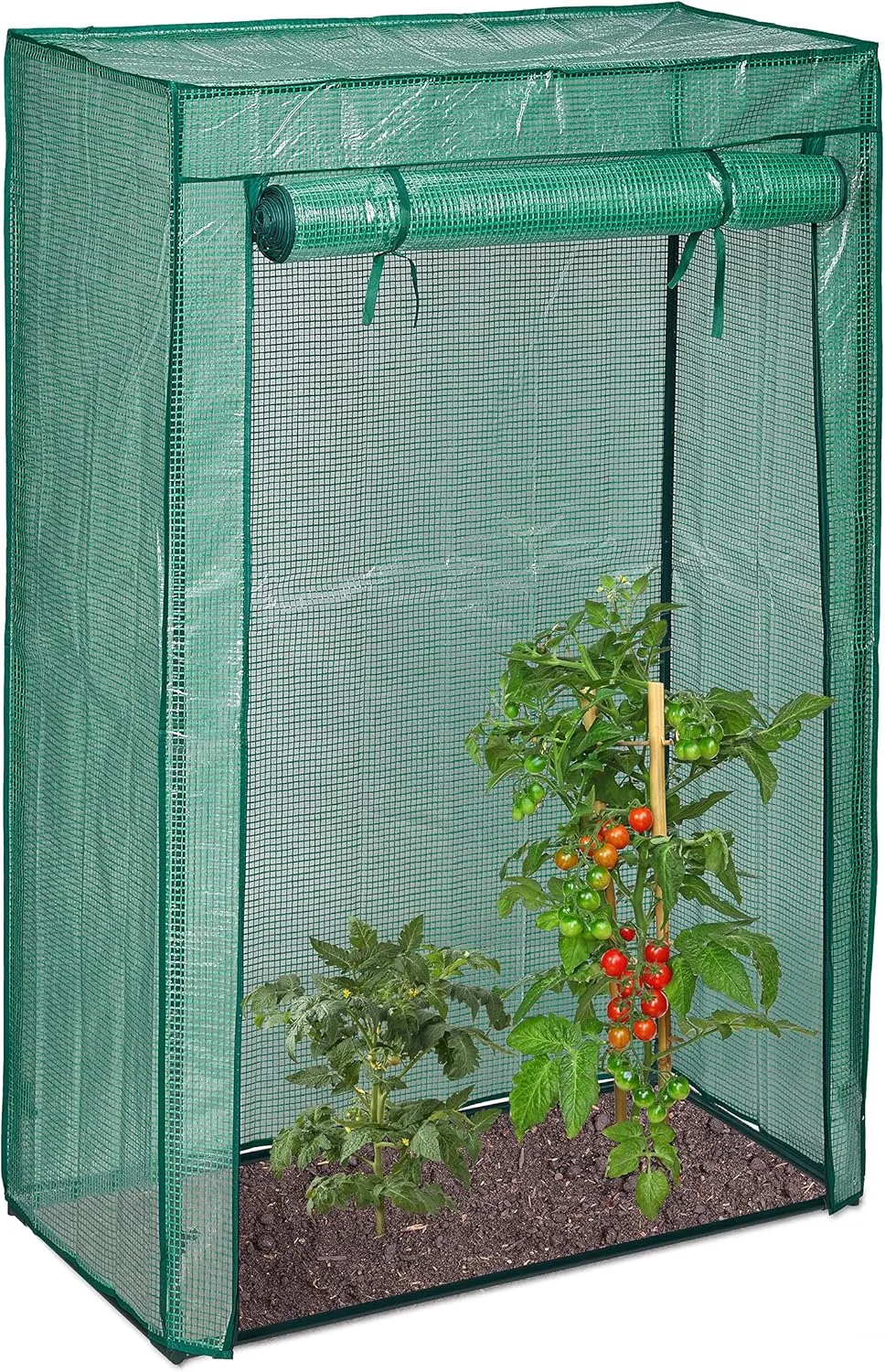 Relaxdays 2 x Tomatengewächshaus, Garten, Balkon, Foliengewächshaus Tomaten, HBT 150x100x50cm, Stahl & PE-Folie, grün - Bild 1