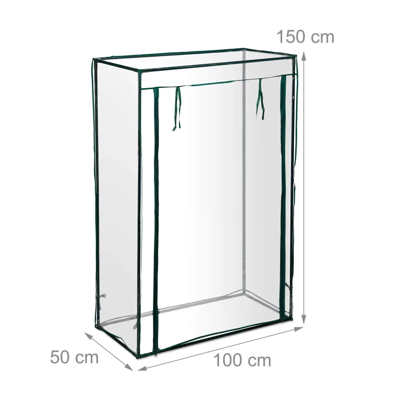 Relaxdays 3 x Tomatengewächshaus, Garten, Balkon, Foliengewächshaus Tomaten, HBT 150x100x50cm, Stahl, PVC-Folie, transparent – Bild 4