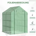 Outsunny Foliengewächshaus begehbares Gewächshaus mit 8 Regalebenen Tomatengewächshaus Treibhaus Frühbeet mit Tür Grün Stahl PE-Kunststoff 143 x 138 x 190 cm - Thumbnail 3