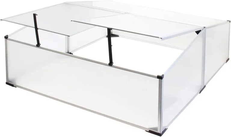 Wiltec Doppel Frühbeet Gewächshaus aus Aluminium, 100 x 120 x 40 cm, Gemüsebeet mit arretierbarem Dach und 3 Flügeln, witterungsbeständig, UV-Schutz – Bild 2