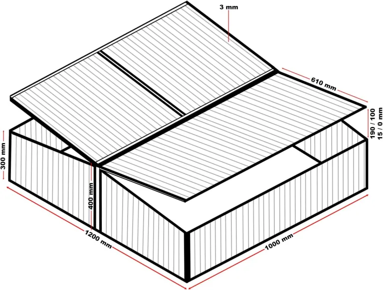 Wiltec Doppel Frühbeet Gewächshaus aus Aluminium, 100 x 120 x 40 cm, Gemüsebeet mit arretierbarem Dach und 3 Flügeln, witterungsbeständig, UV-Schutz – Bild 3