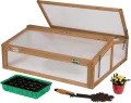 needs&wants® Frühbeet Aufsatz klein aus Holz Bausatz, Frühbeetkasten mit Abdeckung Gewächshaus mit Deckel wetterfest für Garten Balkon Outdoor, Polycarbonat, dunkel-braun - Thumbnail 1