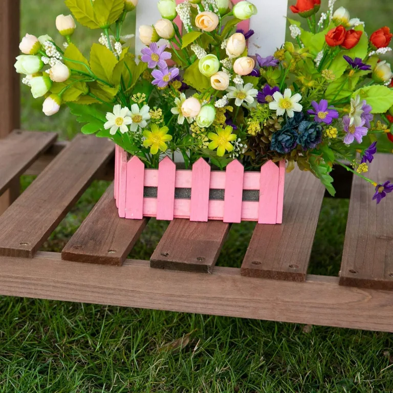 Outsunny Hochbeet Pflanzkasten mit 8 geteilten Gittern Faltbare Ablage Blumenkasten Blumentopf Kräuterbeet Massivholz Braun 123 x 54 x 80 cm – Bild 8