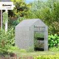 Outsunny Foliengewächshaus begehbares Gewächshaus mit 4 Regalebenen Tomatengewächshaus Treibhaus Frühbeet mit Tür Grün Stahl PE 120 x 186 x 190 cm - Thumbnail 2