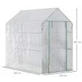 Outsunny Foliengewächshaus begehbares Gewächshaus mit 4 Regalebenen Tomatengewächshaus Treibhaus Frühbeet mit Tür Grün Stahl PE 120 x 186 x 190 cm - Thumbnail 7