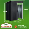 GARDEBRUK® Geräteschuppen 185x165x90cm 1,5m² Schiebetür 20kg Halter Handschuhe Belüftung rostfreies Metall Pultdach Anthrazit Gerätehaus Gartenhaus - Thumbnail 3