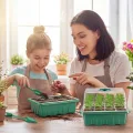 Verdenu 10 Stück Zimmergewächshaus Anzuchtkasten, 120 Zellen Mini Gewächshaus für den Start des Sämlingswachstums, Keimungskits mit grünem Mini-Gewächshausboden, 8.4CM Höhe der Feuchtigkeitskuppel - Thumbnail 7