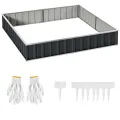 Outsunny Hochbeet aus Stahl DIY Gartenbeet mit T-Form-Pflanzenschilder Handschuhe Pflanzenbeet Kräuterbeet Blumentreppe für Balkon Garten Dunkelgrau 258 x 90 x 30 cm - Thumbnail 10