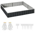 Outsunny Hochbeet aus Stahl DIY Gartenbeet mit T-Form-Pflanzenschilder Handschuhe Pflanzenbeet Kräuterbeet Blumentreppe für Balkon Garten Dunkelgrau 258 x 90 x 30 cm - Thumbnail 1