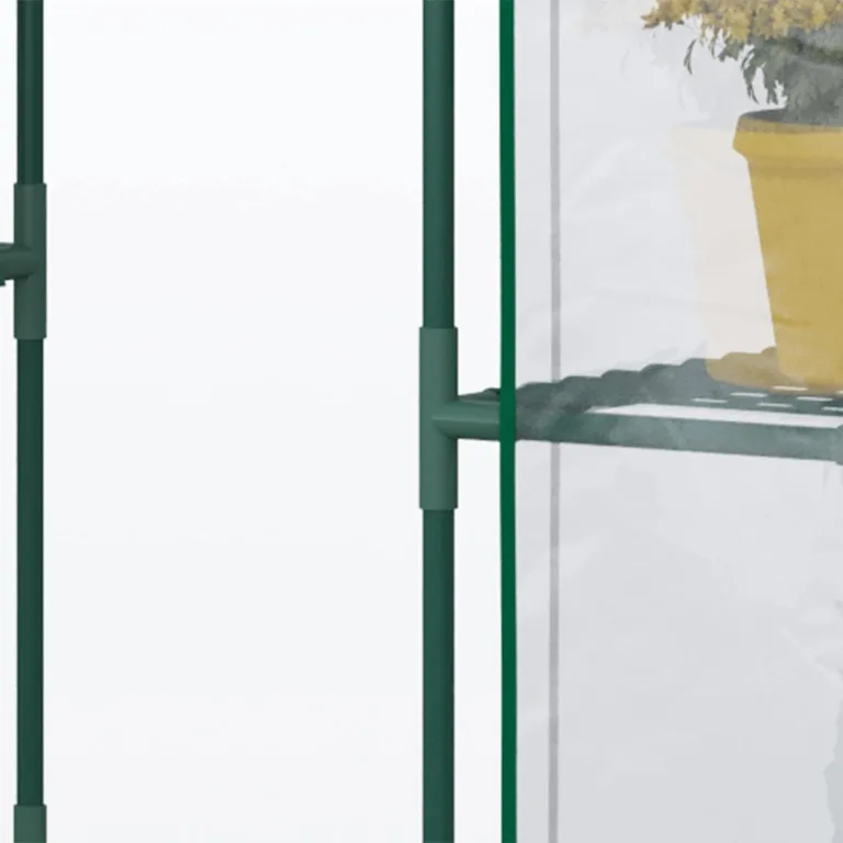 Outsunny Foliengewächshaus begehbares Gartenhäuschen Tomatengewächshaus Treibhaus Frühbeet mit 6 Regalen Transparent Stahl PVC-Kunststoff 142 x 73 x 195 cm – Bild 8