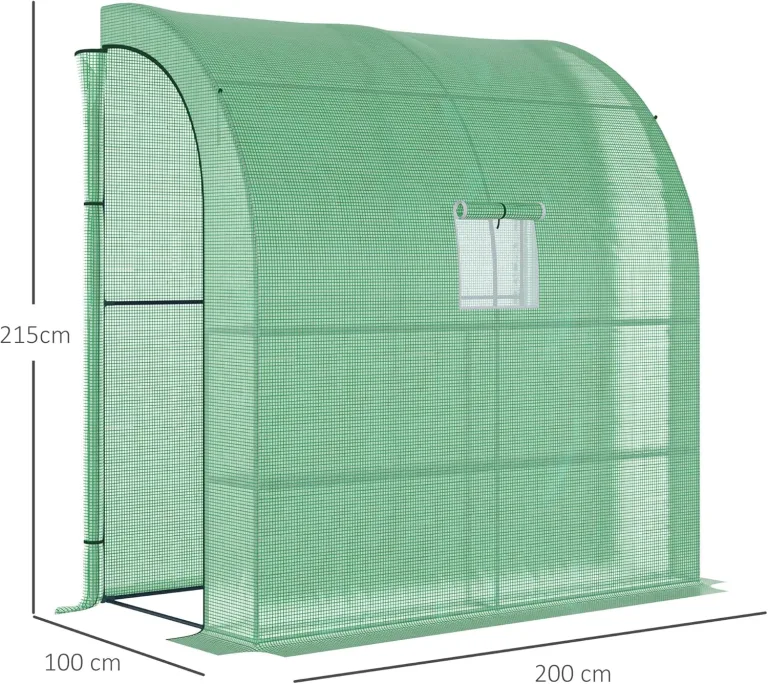 Outsunny Foliengewächshaus Tomatengewächshaus mit Mesh Fenster, Treibhaus mit aufrollbaren Türen, Anzuchthaus mit UV Schutz, Grün, 200 x 100 x 215 cm – Bild 7