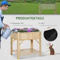 Outsunny Hochbeet Holz mit 6 getrennten Anbauflächen Pflanztisch Blumenkasten Vliesstoff Natur 78,5 x 58 x 81 cm - Thumbnail 5