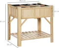 Outsunny Hochbeet Holz mit 6 getrennten Anbauflächen Pflanztisch Blumenkasten Vliesstoff Natur 78,5 x 58 x 81 cm - Thumbnail 7