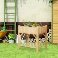 Outsunny Hochbeet Holz mit 6 getrennten Anbauflächen Pflanztisch Blumenkasten Vliesstoff Natur 78,5 x 58 x 81 cm - Thumbnail 2