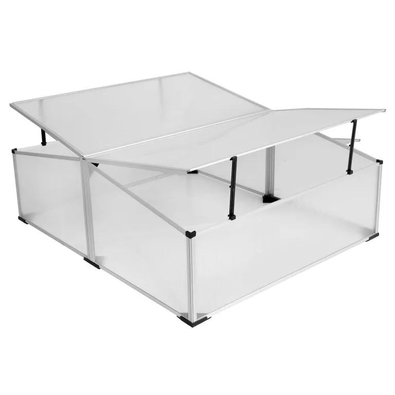 Mojawo XXL 1,21QM Fläche Alu Frühbeet mit Doppeldach 120x100x40/30cm Gewächshaus Frühbeetkasten Tomatenhaus Treibhaus inkl Gartentasche – Bild 4