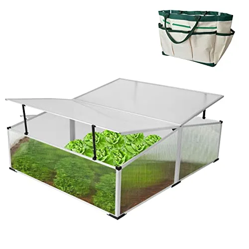 Mojawo XXL 1,21QM Fläche Alu Frühbeet mit Doppeldach 120x100x40/30cm Gewächshaus Frühbeetkasten Tomatenhaus Treibhaus inkl Gartentasche – Bild 6