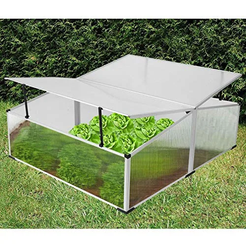 Mojawo XXL 1,21QM Fläche Alu Frühbeet mit Doppeldach 120x100x40/30cm Gewächshaus Frühbeetkasten Tomatenhaus Treibhaus inkl Gartentasche – Bild 7