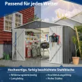 Thanaddo Gerätehaus Metall Groß Geräteschuppen 300x250x191 cm mit Fundamentrahmen, Wetterfest Gartenhaus mit Belüftungslöcher & Abschließbarer Tür, Gartenschuppen für Outdoor Garten, Schwarz - Thumbnail 5