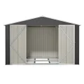 Thanaddo Gerätehaus Metall Groß Geräteschuppen 300x250x191 cm mit Fundamentrahmen, Wetterfest Gartenhaus mit Belüftungslöcher & Abschließbarer Tür, Gartenschuppen für Outdoor Garten, Schwarz - Thumbnail 9
