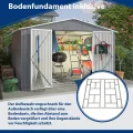 Thanaddo 8×10ft Gerätehaus Metall Groß Geräteschuppen 300x250x191 cm mit Fundamentrahmen, Gartenhaus Satteldach mit Belüftungslöcher & Abschließbarer Tür, Gartenschuppen für Outdoor Garten, Grau - Thumbnail 2