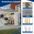 Thanaddo 8×10ft Gerätehaus Metall Groß Geräteschuppen 300x250x191 cm mit Fundamentrahmen, Gartenhaus Satteldach mit Belüftungslöcher & Abschließbarer Tür, Gartenschuppen für Outdoor Garten, Grau - Thumbnail 5
