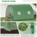 Outsunny Foliengewächshaus begehbares Polytunnel 3 x 3 m Gewächshaus mit 4 Fenster Treibhaus Frostschutz Stahlrohr Dunkelgrün - Thumbnail 4