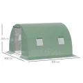 Outsunny Foliengewächshaus begehbares Polytunnel 3 x 3 m Gewächshaus mit 4 Fenster Treibhaus Frostschutz Stahlrohr Dunkelgrün - Thumbnail 7