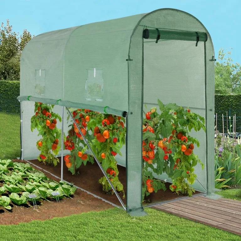 IDMarket - Hochklappbares Tomatengewächshaus 3m² grün 2 Fenster mit Moskitonetz und Reißverschlusstür – Bild 3