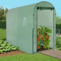 IDMarket - Hochklappbares Tomatengewächshaus 3m² grün 2 Fenster mit Moskitonetz und Reißverschlusstür - Thumbnail 4
