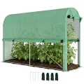 Outsunny Gartengewächshaus, 3 m², Tomatengewächshaus, Maße: 3 x 1 x 2 m (L x B x H), Tür mit Reißverschluss, aufrollbar, 2 Seiten aufrollbar, Polyethylen, hohe Dichte, Grün - Thumbnail 1