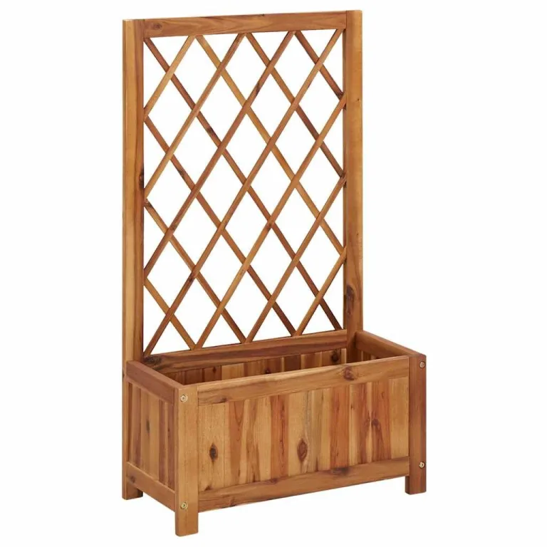 vidaXL Akazienholz Massiv Garten Hochbeet mit Spalier Rankgitter Rankhilfe Gartenspalier Pflanzkasten Blumenkübel Blumenkasten Pflanzkübel, Braun