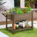 Yaheetech Blumenkasten mit klappbare Tischplatte, Pflanzkasten mit 8 geteilten Fächern, Hochbeete-Kit Frühbeet für Garten/Hinterhof/Veranda, Kräuterbeet Anzuchtbeet zum Bepflanzen 123,5 x 54 x 80 cm - Thumbnail 9