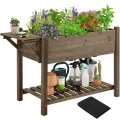Yaheetech Blumenkasten mit klappbare Tischplatte, Pflanzkasten mit 8 geteilten Fächern, Hochbeete-Kit Frühbeet für Garten/Hinterhof/Veranda, Kräuterbeet Anzuchtbeet zum Bepflanzen 123,5 x 54 x 80 cm - Thumbnail 1